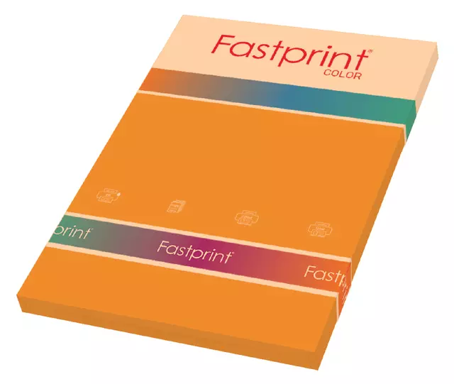 Een Kopieerpapier Fastprint A4 120gr oranje 100vel koop je bij Van Leeuwen Boeken- en kantoorartikelen