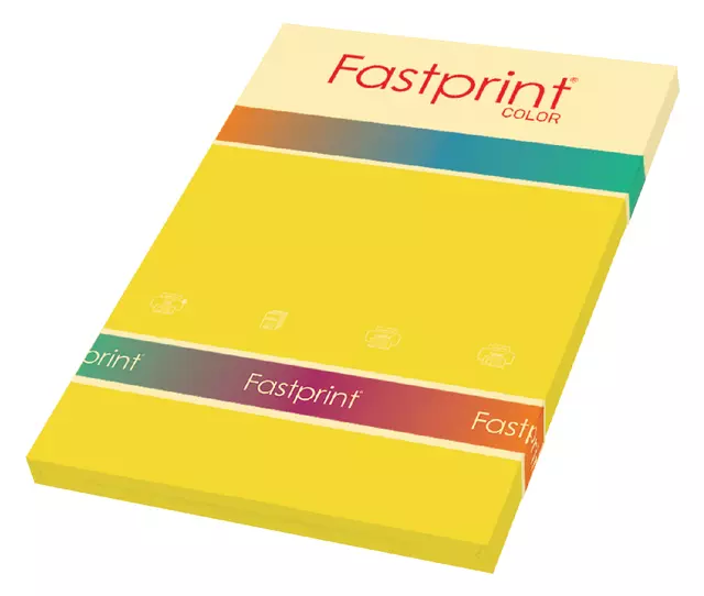 Een Kopieerpapier Fastprint A4 120gr diepgeel 100vel koop je bij Klik Office BV