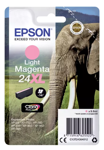 Een Inktcartridge Epson 24XL T2436 lichtrood koop je bij Alles voor uw kantoor