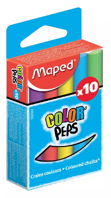 Een Schoolbordkrijt Maped Color'Peps set á 10 stuks assorti koop je bij Van Hoye Kantoor BV