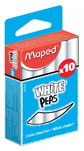 Een Schoolbordkrijt Maped White'Peps set á 10 stuks wit koop je bij Van Hoye Kantoor BV