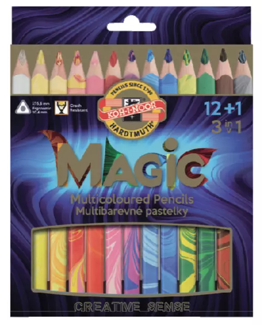 Een Kleurpotloden Koh-i-Noor Jumbo Magic doos 13 kleuren koop je bij Goedkope Kantoorbenodigdheden