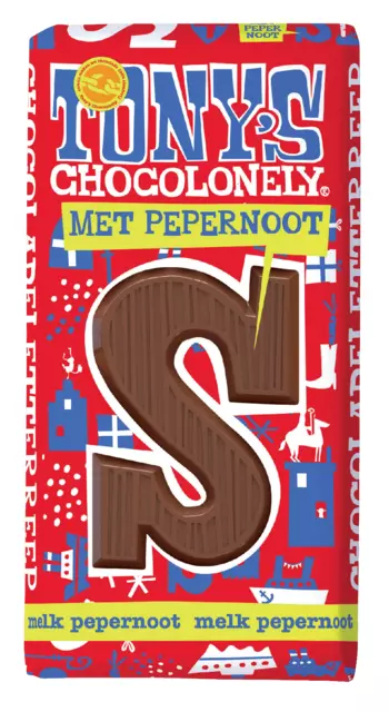 Een Chocoladeletter Tony's Chocolonely melk pepernoot S 180gr koop je bij Goedkope Kantoorbenodigdheden