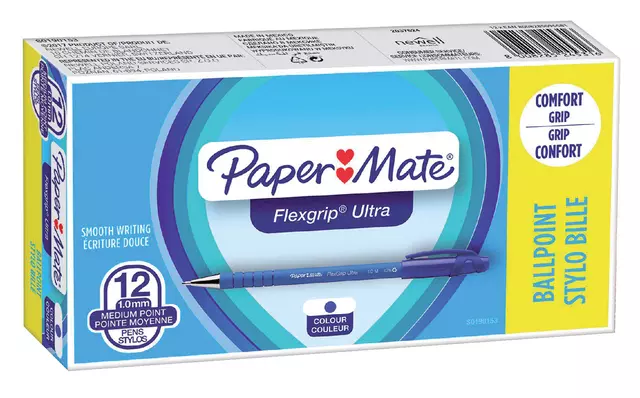 Een Balpen Paper Mate Flexgrip Ultra stick medium blauw koop je bij Totaal Kantoor Goeree