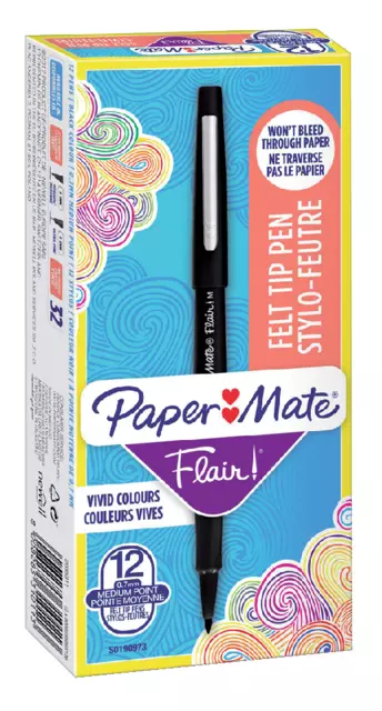 Een Fineliner Paper Mate Flair Original medium zwart koop je bij Totaal Kantoor Goeree