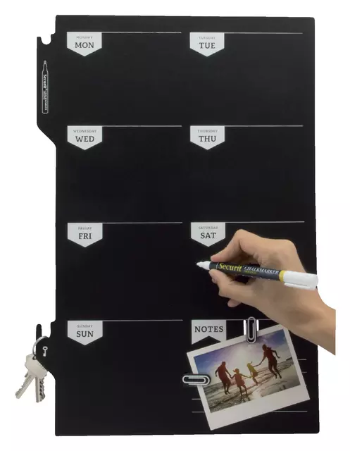 Een Krijtbord securit silhouette weekplanner zwart + 1 marker koop je bij MV Kantoortechniek B.V.