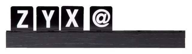 Een Letterplank Securit zwart 1 meter inclsusief set letters,cijfers en symbolen koop je bij Totaal Kantoor Goeree