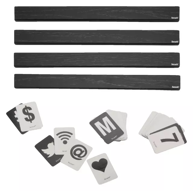 Een Letterplank Securit zwart 1 meter inclsusief set letters,cijfers en symbolen koop je bij EconOffice