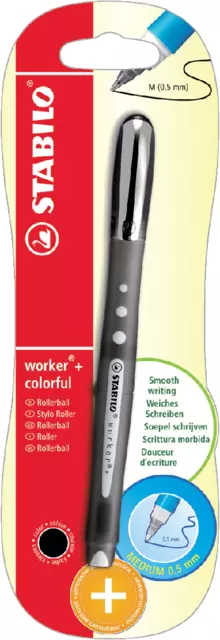 Rollerpen STABILO worker colorful 2019/46 medium zwart blister à 1 stuk