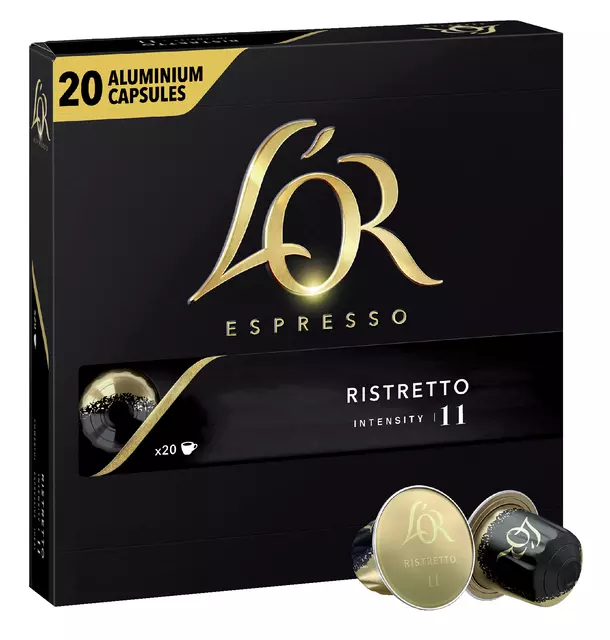 Een Koffiecups L'Or espresso Ristretto 20 stuks koop je bij Van Leeuwen Boeken- en kantoorartikelen