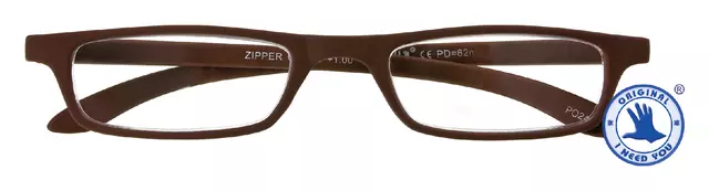 Leesbril I Need You +1.50 dpt Zipper bruin