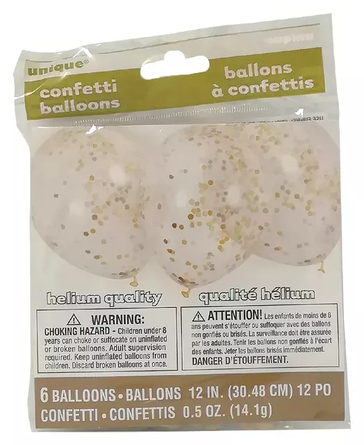 Een Ballon transparant met goud confetti 6 stuks 30 cm koop je bij Totaal Kantoor Goeree