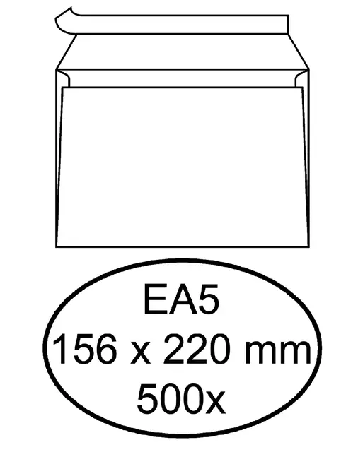 Envelop Hermes bank EA5 156x220mm zelfklevend wit doos à 500 stuks