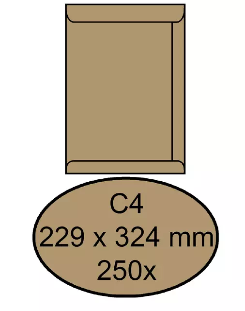 Een Envelop Quantore akte C4 229x324mm bruinkraft 250stuks koop je bij Van Hoye Kantoor BV