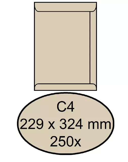 Een Envelop Quantore akte C4 229x324mm creme kraft 250stuks koop je bij Van Hoye Kantoor BV