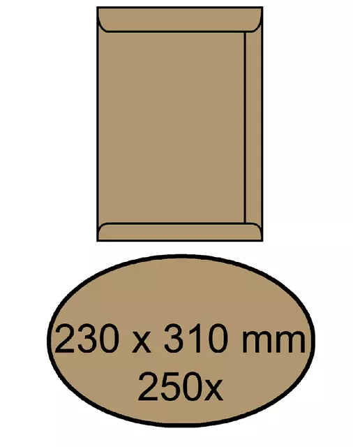 Een Envelop IEZZY akte 230x310mm zelfklevend 90gr bruin 250stuks koop je bij Van Leeuwen Boeken- en kantoorartikelen