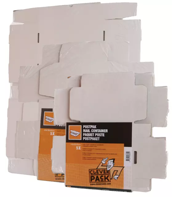Een Postpakket CleverPack golfkarton 220x160x90mm wit pak à 25 stuks koop je bij EconOffice