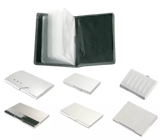 Een Visitekaartenhouder 2vaks mat aluminium koop je bij EconOffice