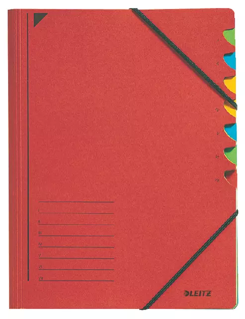 Een Sorteermap Leitz 7 tabbladen karton rood koop je bij Van Leeuwen Boeken- en kantoorartikelen