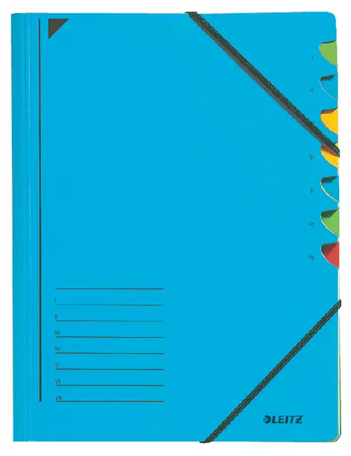 Een Sorteermap Leitz 7 tabbladen karton blauw koop je bij Totaal Kantoor Goeree