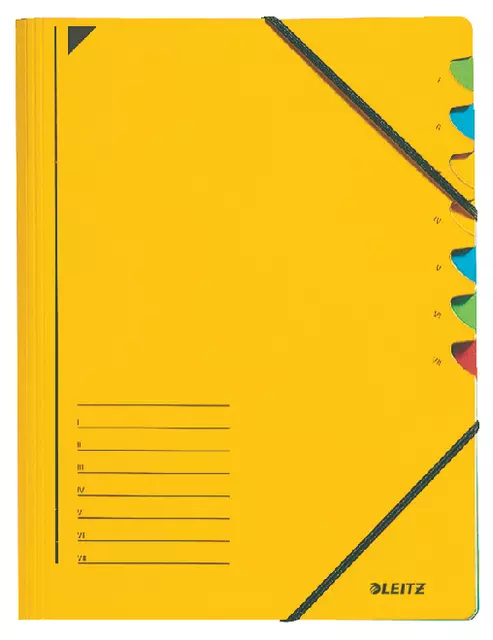 Een Sorteermap Leitz 7 tabbladen karton geel koop je bij MV Kantoortechniek B.V.