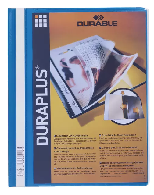 Een Snelhechtmap Durable Duraplus A4 blauw koop je bij Van Leeuwen Boeken- en kantoorartikelen