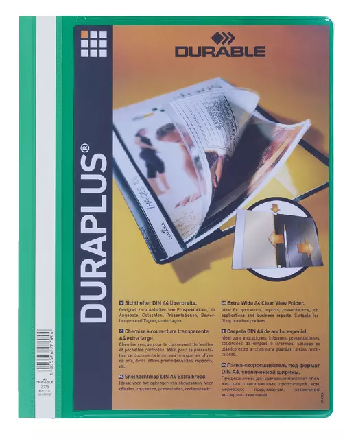 Een Snelhechtmap Durable Duraplus A4 groen koop je bij EconOffice