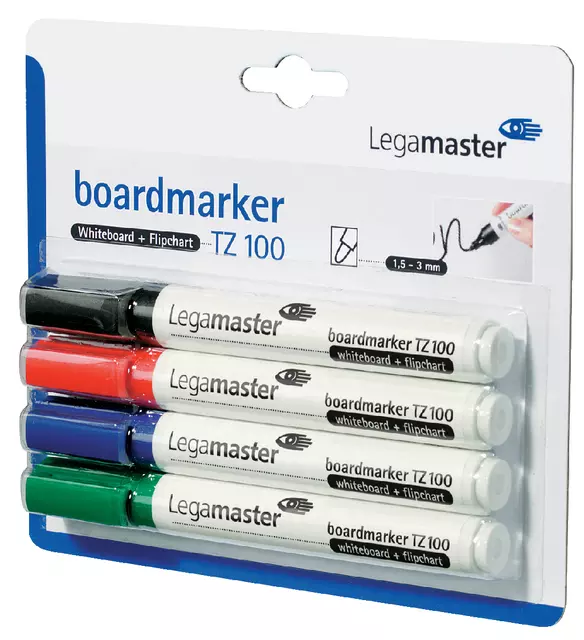 Een Viltstift Legamaster TZ 100 whiteboard rond 1.5-3mm assorti blister à 4 stuks koop je bij EconOffice
