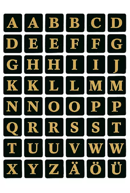 Een Etiket HERMA 4130 13x13Mm letters A-Z zwart op goud koop je bij Van Hoye Kantoor BV