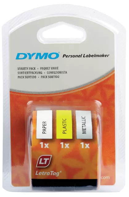 Een Labeltape Dymo LetraTag 12mm assorti 3 stuks koop je bij Van Leeuwen Boeken- en kantoorartikelen
