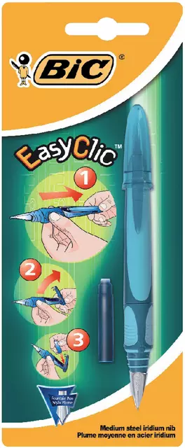 Een Vulpen Bic EasyClic medium blister à 1 stuk koop je bij Totaal Kantoor Goeree