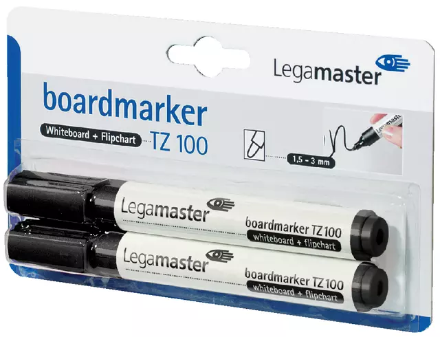 Een Viltstift Legamaster TZ 100 whiteboard rond 1.5-3mm zwart blister à 2 stuks koop je bij Van Leeuwen Boeken- en kantoorartikelen