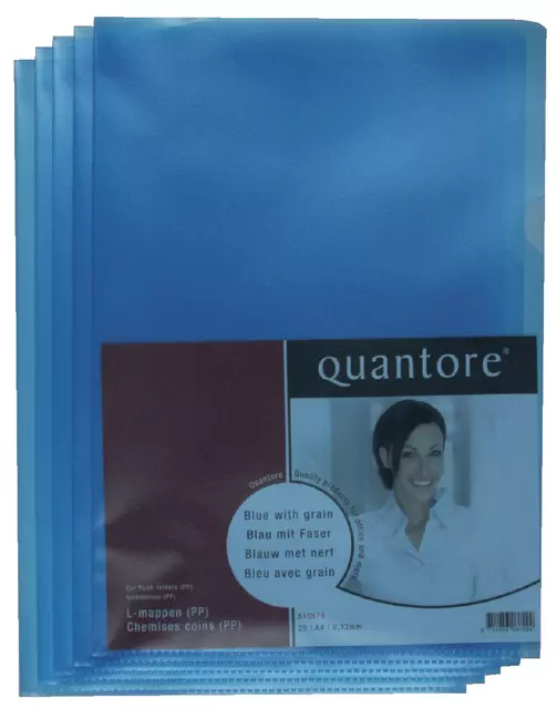 Een Insteekmap L-model Quantore A4 PP 0.12mm blauw 25 stuks koop je bij Van Leeuwen Boeken- en kantoorartikelen