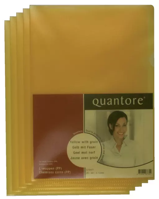Een Insteekmap L-model Quantore A4 PP 0.12mm geel 25 stuks koop je bij Van Leeuwen Boeken- en kantoorartikelen