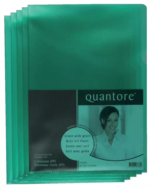 Een Insteekmap L-model Quantore A4 PP 0.12mm groen 25 stuks koop je bij EconOffice
