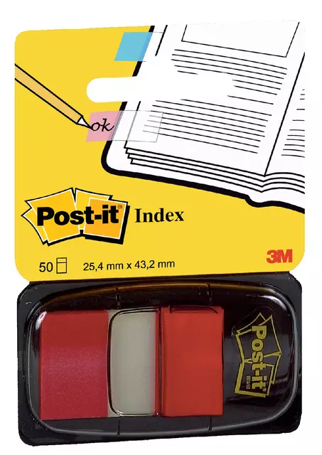 Een Indextabs 3M Post-it 680 25.4x43.2mm rood koop je bij Totaal Kantoor Goeree