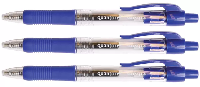 Een Gelschrijver Quantore grip drukknop 0.7mm blauw koop je bij Goedkope Kantoorbenodigdheden