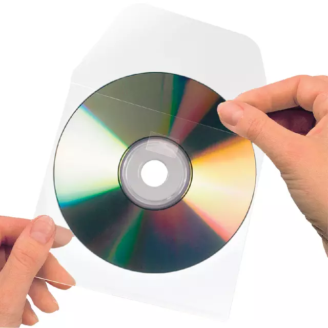 Een Cd/dvd hoes 3L 127x127mm met klep zelfklevend transparant koop je bij Totaal Kantoor Goeree