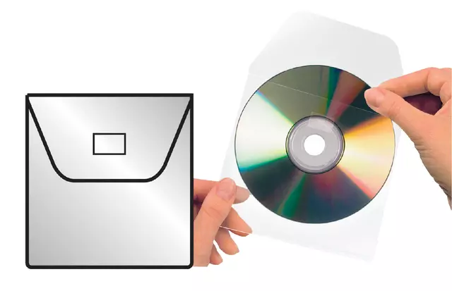 Een Cd/dvd Hoes 3L 127x127mm met klep zelfklevend transparant koop je bij EconOffice