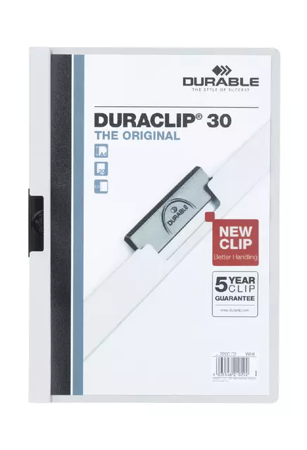 Een Klemmap Durable Duraclip A4 3mm 30 vellen wit koop je bij Kantoorvakhandel van der Heijde