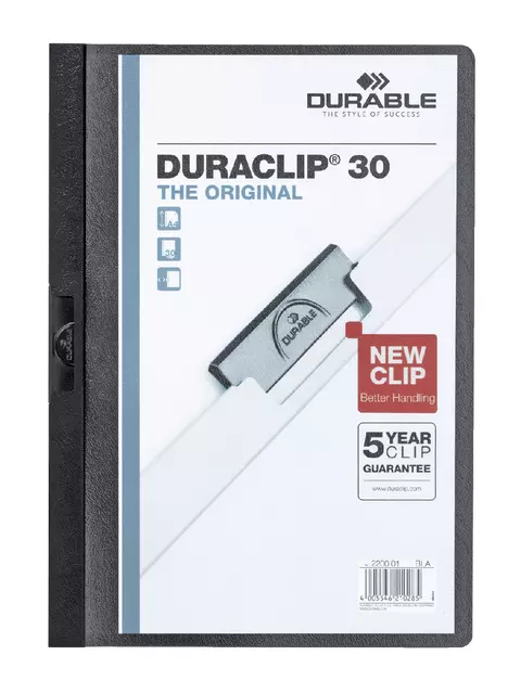 Een Klemmap Durable Duraclip A4 3mm 30 vellen zwart koop je bij Goedkope Kantoorbenodigdheden