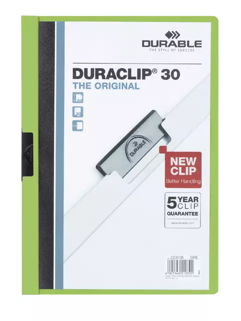 Een Klemmap Durable Duraclip A4 3mm 30 vellen groen koop je bij KantoorProfi België BV