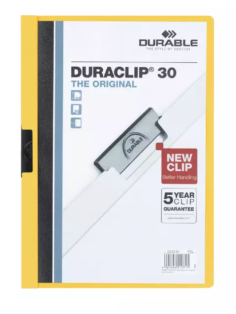 Een Klemmap Durable Duraclip A4 3mm 30 vellen geel koop je bij EconOffice