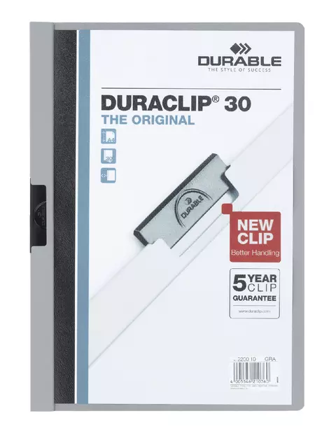 Een Klemmap Durable Duraclip A4 3mm 30 vellen grijs koop je bij KantoorProfi België BV