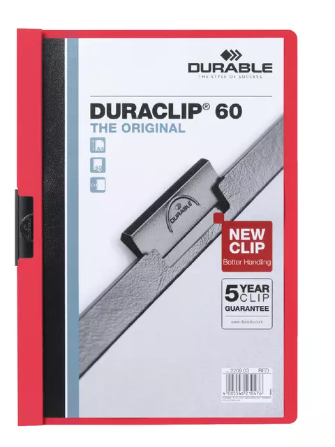 Een Klemmap Durable Duraclip A4 6mm 60 vellen rood koop je bij Goedkope Kantoorbenodigdheden