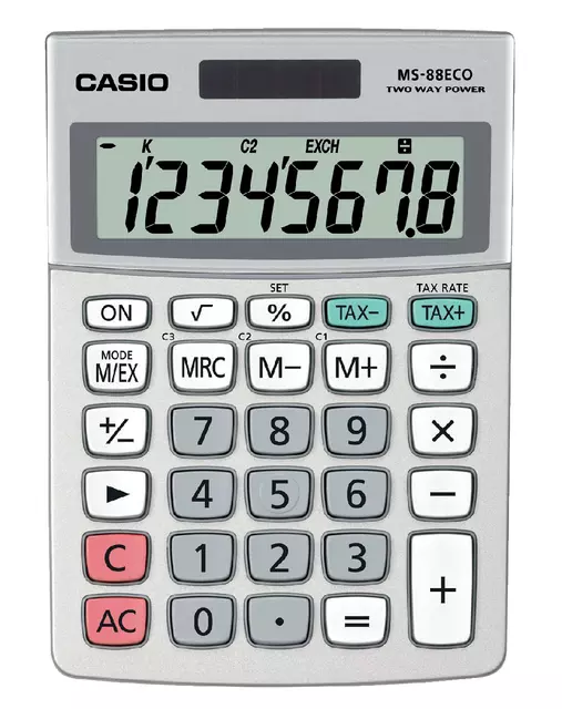 Een Rekenmachine Casio MS-88ECO koop je bij Van Leeuwen Boeken- en kantoorartikelen
