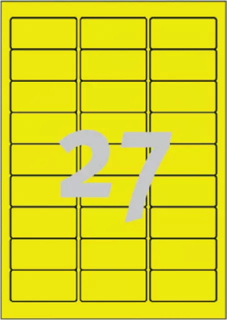 Een Etiket Avery L6004-25 63.5x29.6 neon geel 675stuks koop je bij EconOffice