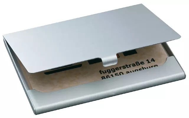 Een Visitekaarthouder Sigel VZ135 voor 15 kaarten 91x58mm graveerbaar aluminium mat zilver koop je bij MV Kantoortechniek B.V.