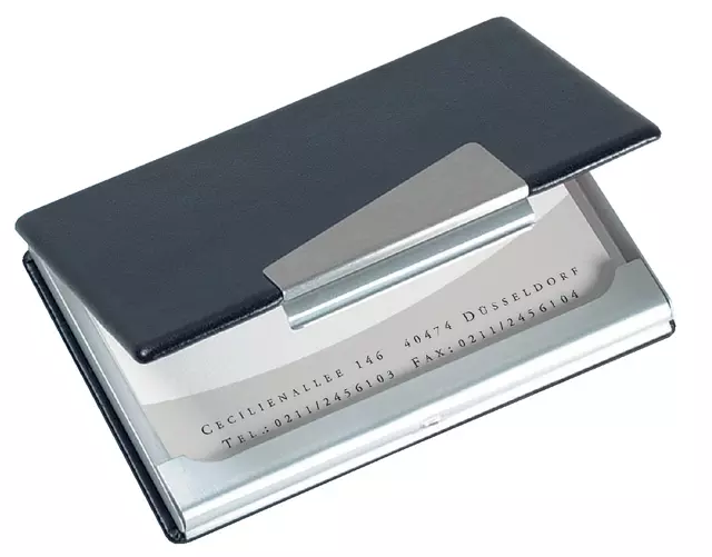 Een Visitekaarthouder Sigel VZ131 voor 20 kaarten 90x58mm aluminium met leer zwart koop je bij L&N Partners voor Partners B.V.