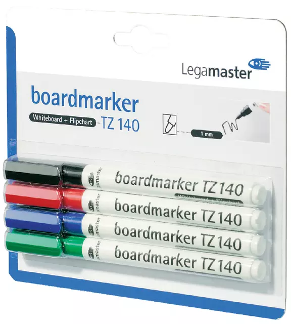 Een Viltstift Legamaster TZ 140 whiteboard rond 1mm assorti blister à 4 stuks koop je bij EconOffice